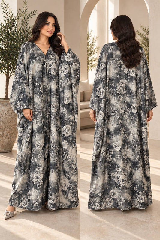Floral Gray Abaya