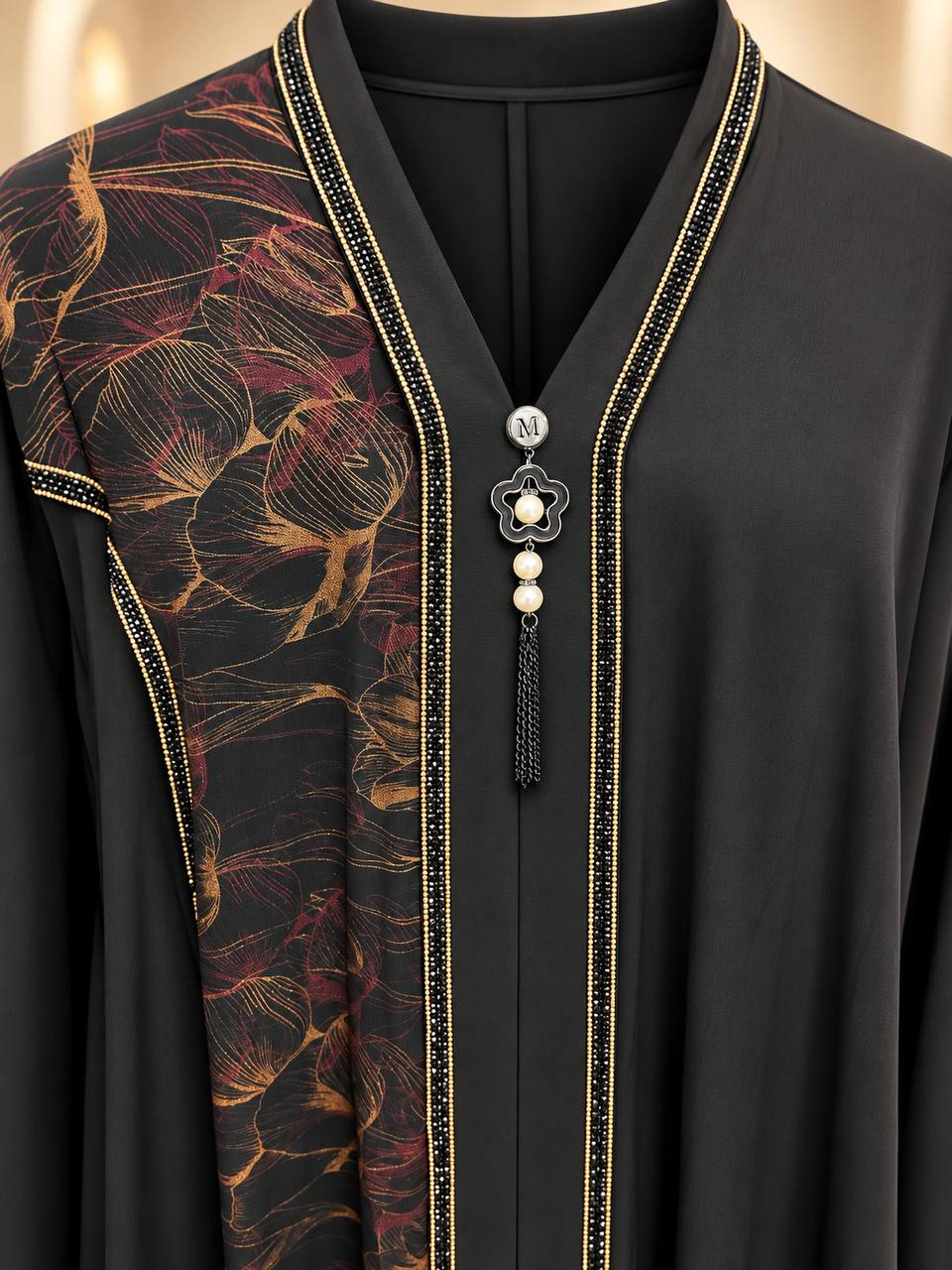 Floral Crepe Abaya Set – Plus Size
