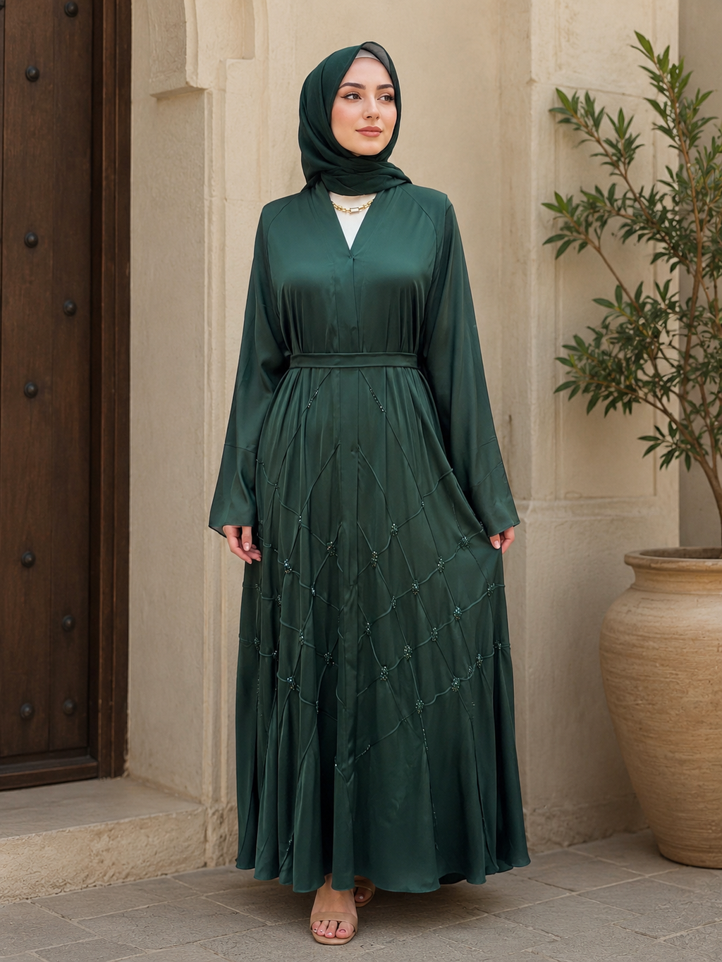 Emerald Veil Abaya
