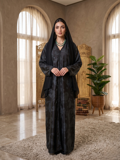 Salma Abaya – Korean Nada Print Fabric