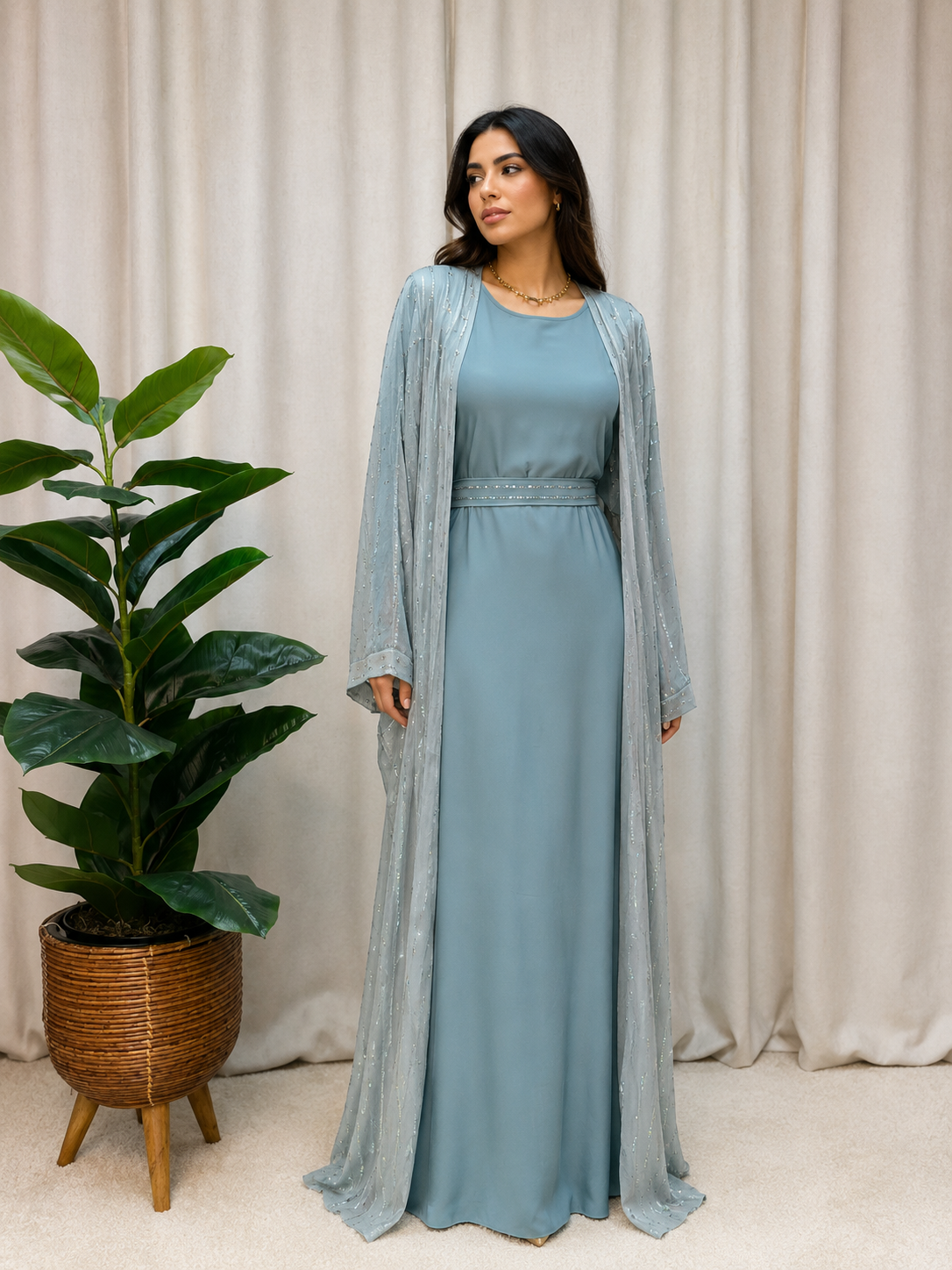 Celeste Crystal Abaya Set