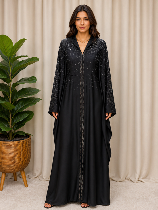 Midnight Stardust Butterfly Abaya