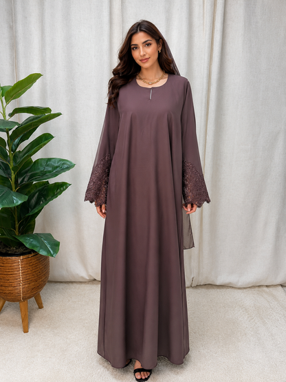 Tulle Cuff Closed Abaya