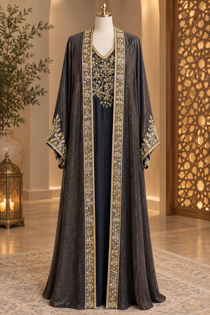 Kinda Beaded Organza Kaftan Set