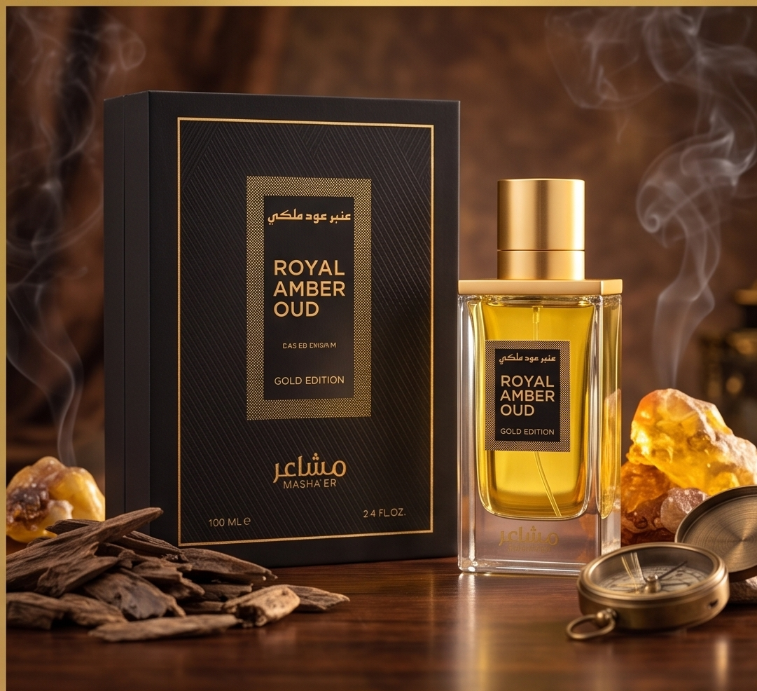 Masha'er Royal Amber Oud Gold Edition – 100ml | Exotic Arabian Oud & Amber Luxury Fragrance