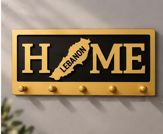 Arab Country Wooden Wall Key Holder – Black & Gold Home Decor