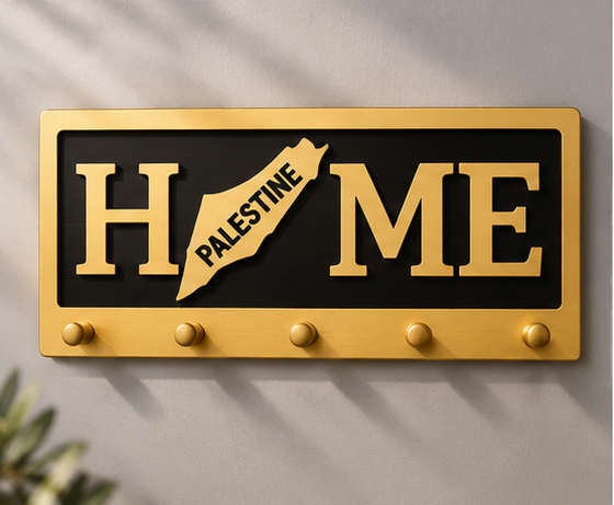 Arab Country Wooden Wall Key Holder – Black & Gold Home Decor
