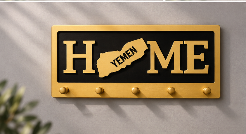 Arab Country Wooden Wall Key Holder – Black & Gold Home Decor