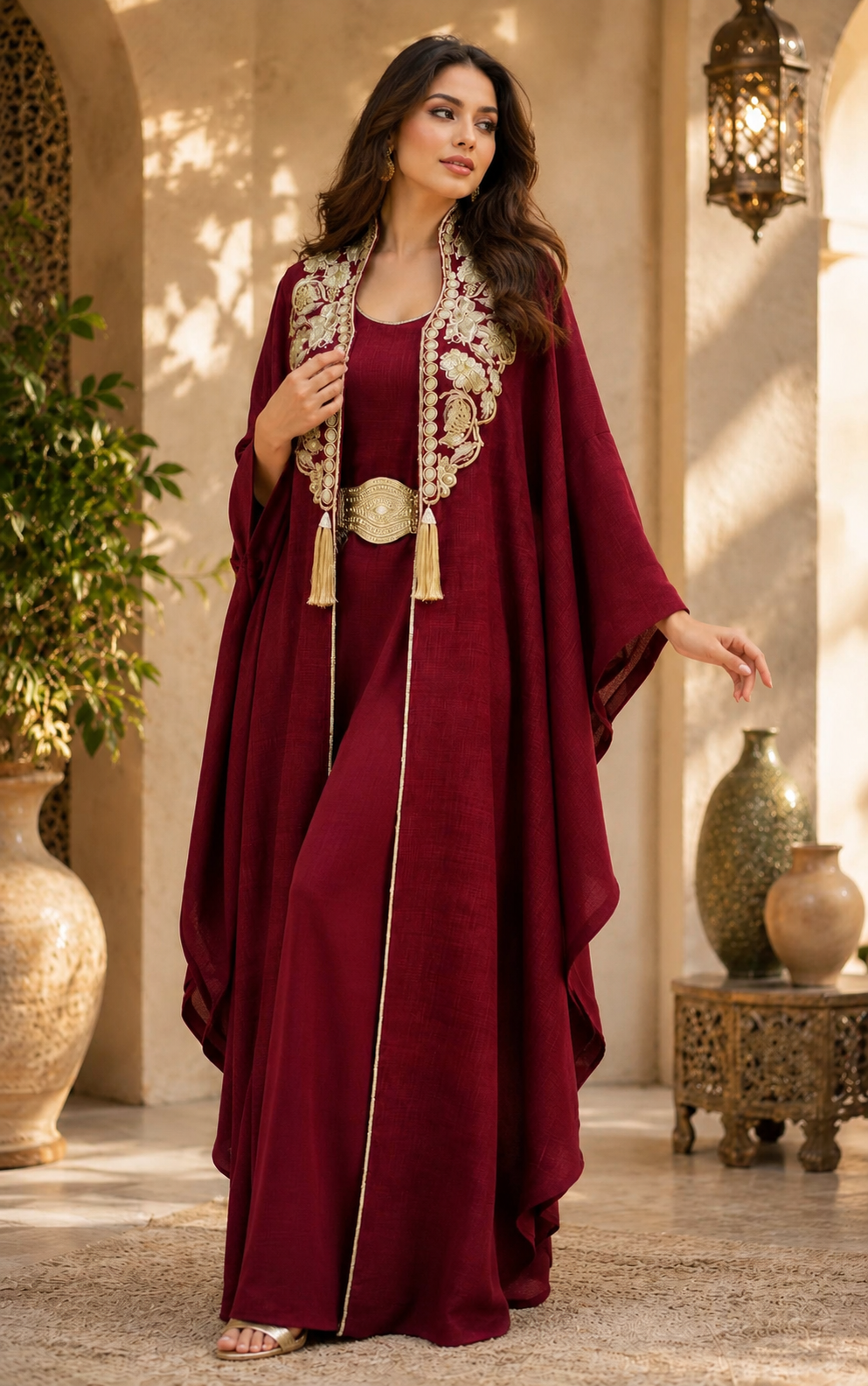 Soft Linen Embroidered Kaftan