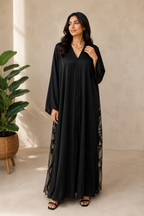 Noir Bloom Open Abaya