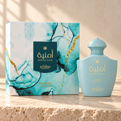Masha'er Omniyah Heaven Eau de Parfum – 100 ml — bottle and matching packaging