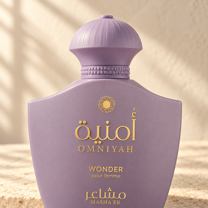Masha'er Omniyah Wonder Eau de Parfum – 100 ml — cap, label and presentation detail