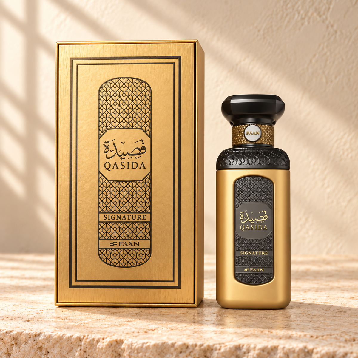 FAAN Qasida Signature Eau de Parfum – 100 ml — bottle and matching packaging