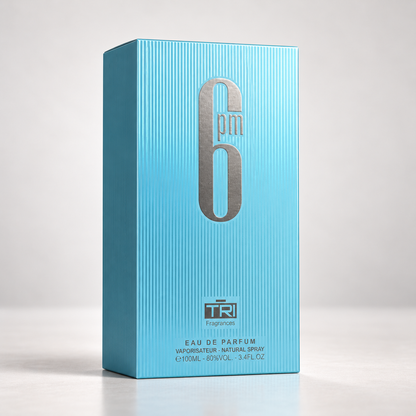 TRI 6 PM Blue Eau de Parfum – 100 ml — matching presentation box