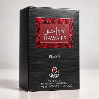 Al Aqeeq Hawajis Flame Eau de Parfum – 100 ml — matching presentation box