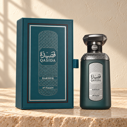 FAAN Qasida Bakhur Eau de Parfum – 100 ml — bottle and matching packaging
