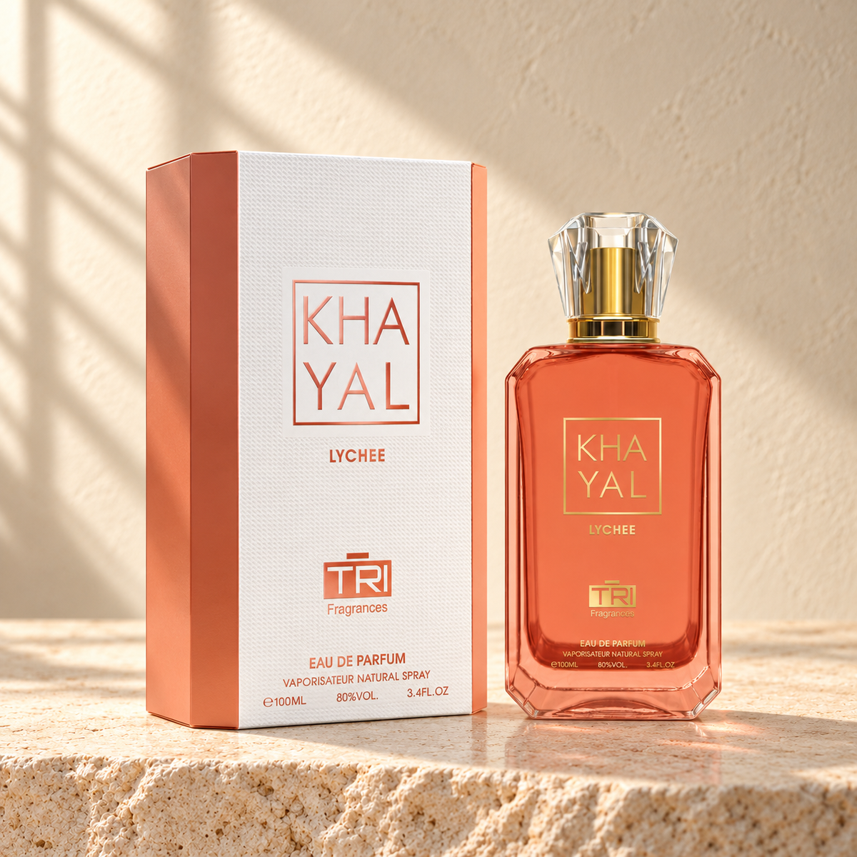 TRI Khayal Lychee Eau de Parfum – 100 ml — bottle and matching packaging