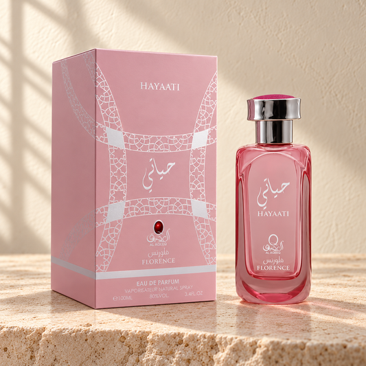 Al Aqeeq Hayaati Florence Eau de Parfum – 100 ml — bottle and matching packaging