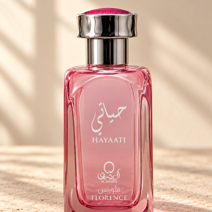 Al Aqeeq Hayaati Florence Eau de Parfum – 100 ml — cap, label and presentation detail