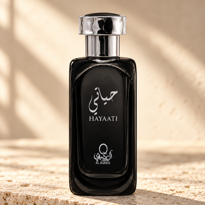 Al Aqeeq Hayaati Eau de Parfum – 100 ml — cap, label and presentation detail