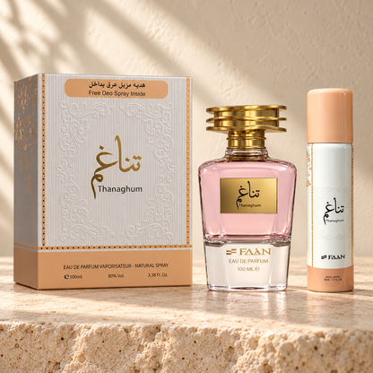 FAAN Thanaghum Eau de Parfum – 100 ml + 50 ml Deodorant Spray — bottle and matching packaging