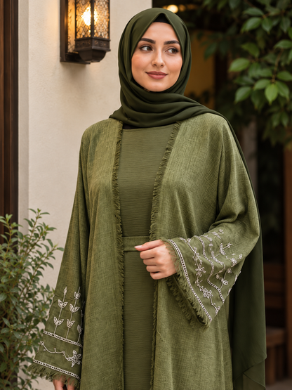 Olive Grace Open Abaya