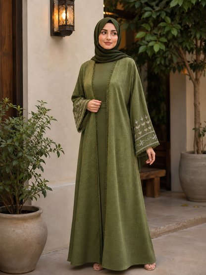 Olive Grace Open Abaya