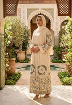 Al Huroof – 3 Piece Organza Linen Abaya