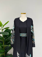 Al Huroof – 3 Piece Organza Linen Abaya