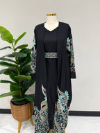 Al Huroof – 3 Piece Organza Linen Abaya