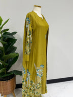 Al Huroof – 3 Piece Organza Linen Abaya
