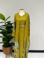 Al Huroof – 3 Piece Organza Linen Abaya