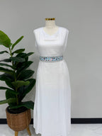 Al Huroof – 3 Piece Organza Linen Abaya