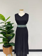 Al Huroof – 3 Piece Organza Linen Abaya