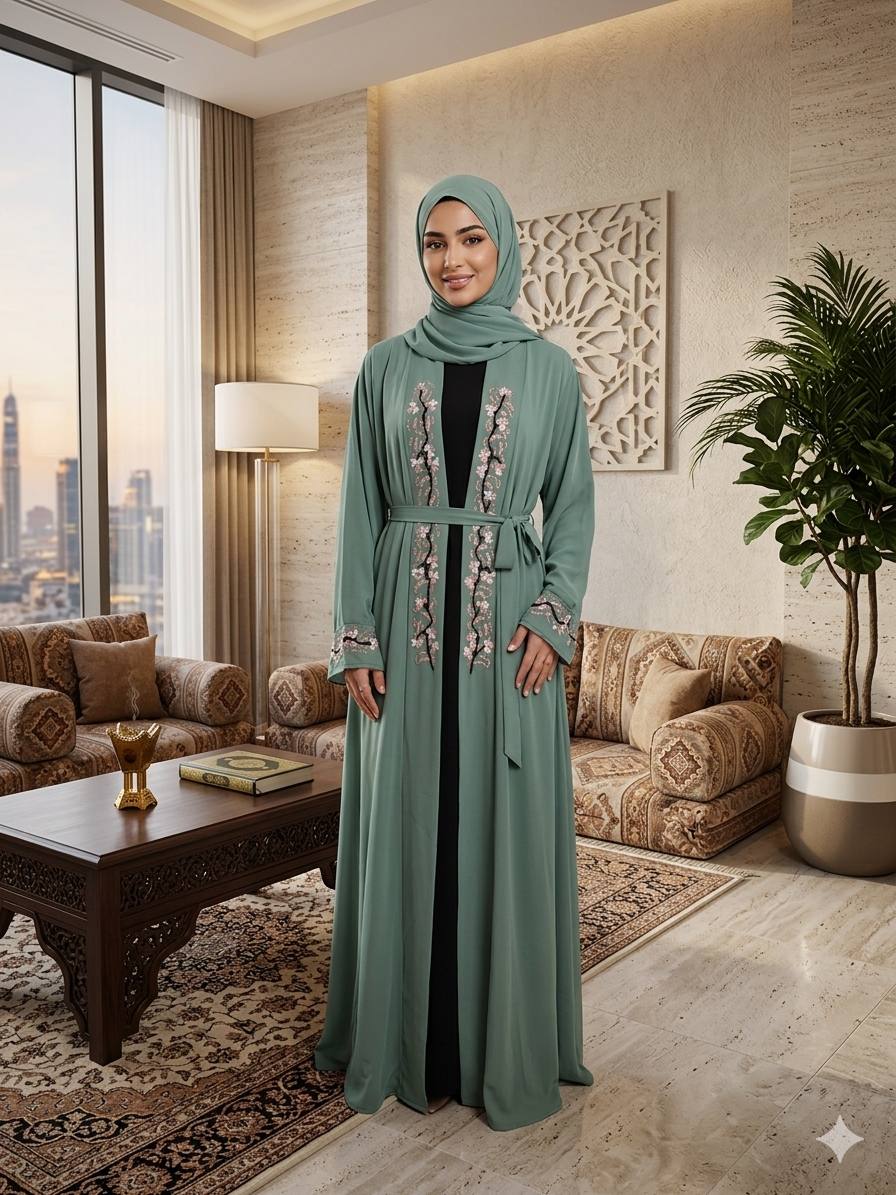 Layali Blossom 3-Piece Abaya Set
