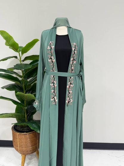 Layali Blossom 3-Piece Abaya Set