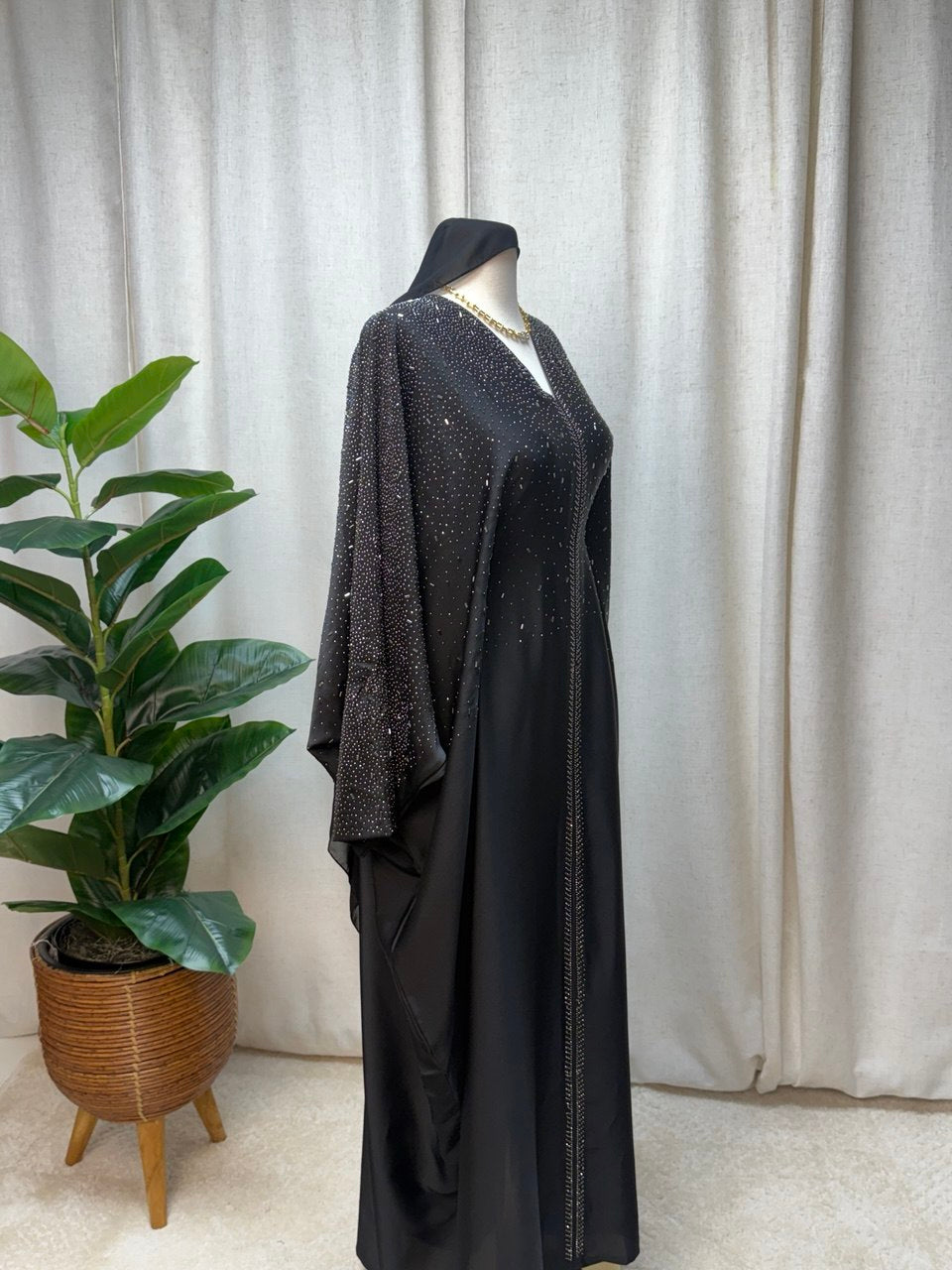 Midnight Stardust Butterfly Abaya