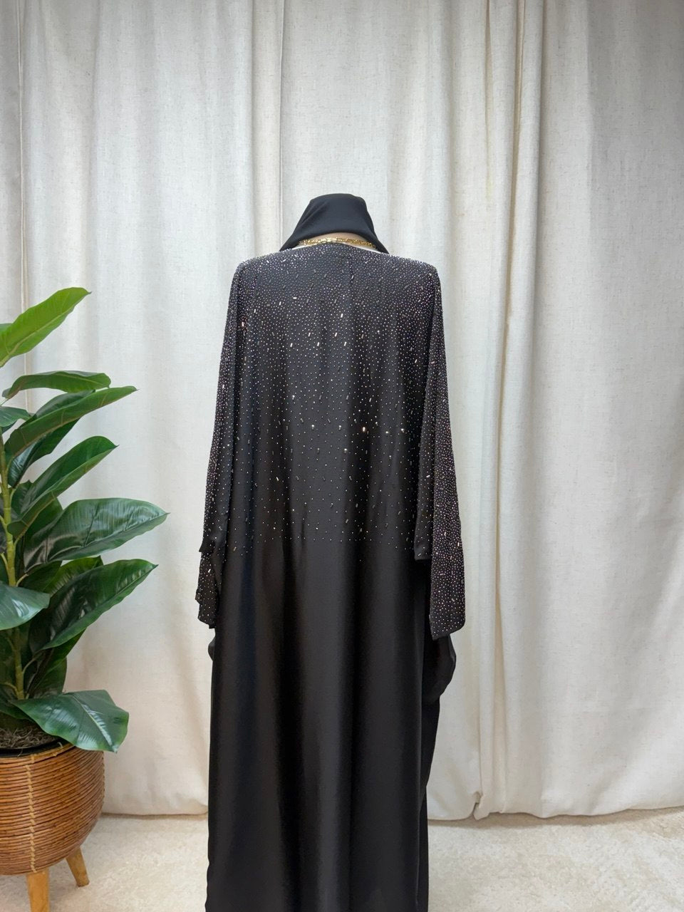 Midnight Stardust Butterfly Abaya