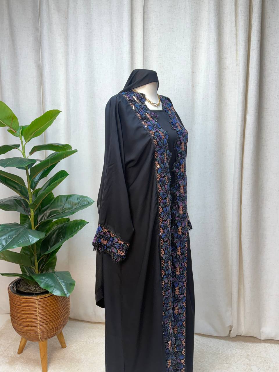 Midnight Petal Abaya