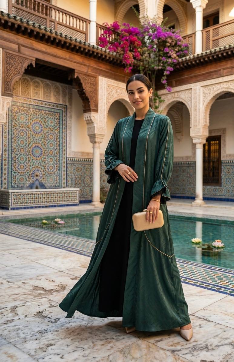 Emerald Veil Abaya Set