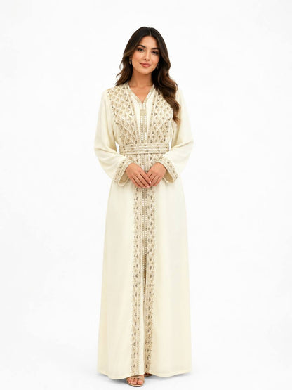 Caftan zena– Hand-Emroidered Moroccan Chiffon Caftan