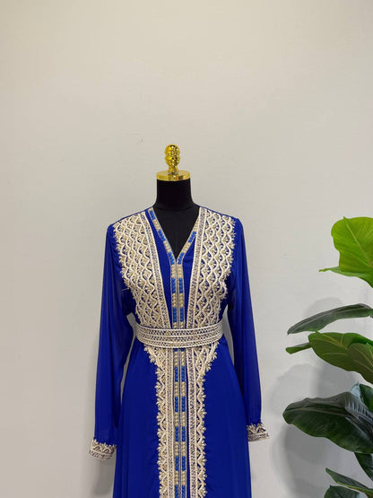 Caftan zena– Hand-Emroidered Moroccan Chiffon Caftan