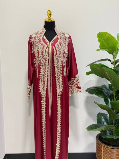Royal Burgundy Moroccan Caftan
