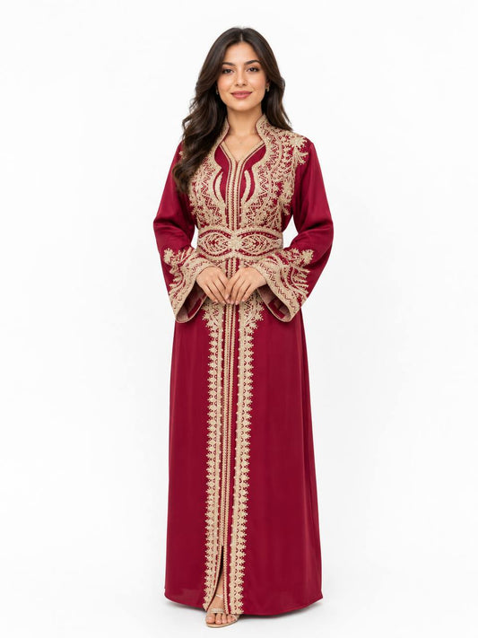 Royal Burgundy Moroccan Caftan