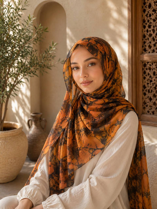 Chiffon Crepe Marble Glow Hijab