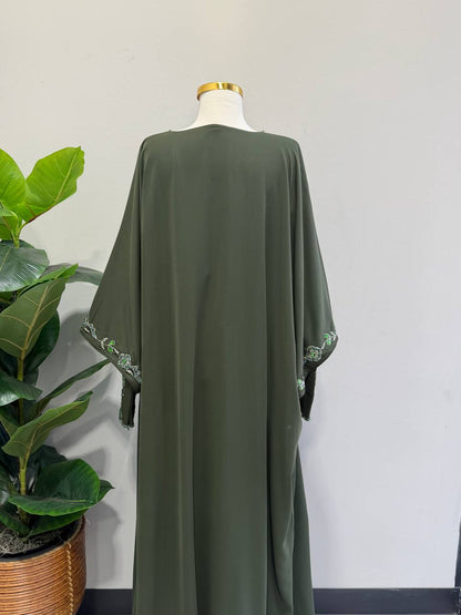 Noura Hand-Beaded Chiffon Kaftan