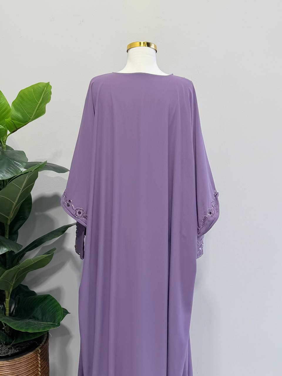 Noura Hand-Beaded Chiffon Kaftan