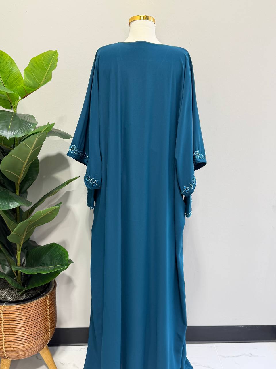 Noura Hand-Beaded Chiffon Kaftan