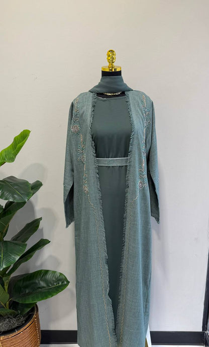 Handcrafted Linen Abaya Set