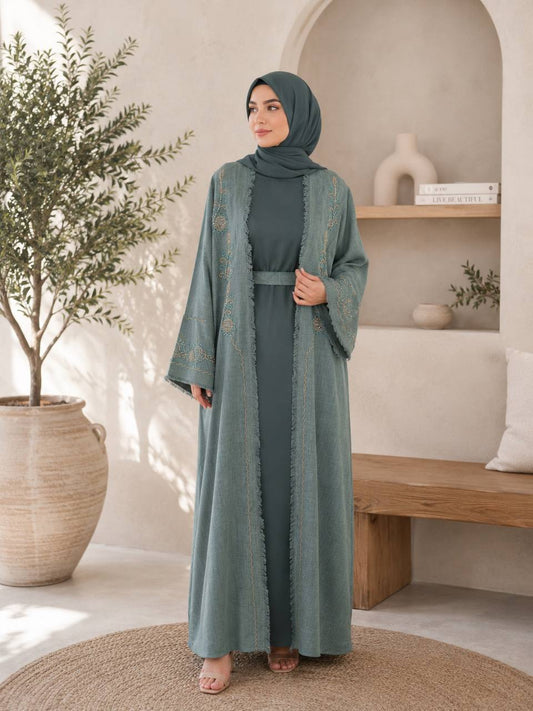 Handcrafted Linen Abaya Set